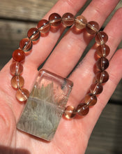 Load image into Gallery viewer, Hovave Art - Natural Water Clear Citrine, Carnelian and Amphibole Angel Phantom Quartz bracelet with channeled Sacred Masculine & Divine Feminine Symbols