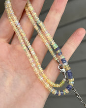 Load image into Gallery viewer, Sparkling Golden Ethiopian Opal & Tanzanite necklace
