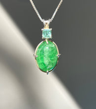 Load image into Gallery viewer, One of a kind - Rare XL Tsavorite Garnet necklace with Indicolite Blue Tourmaline
