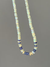 Load image into Gallery viewer, Sparkling Golden Ethiopian Opal & Tanzanite necklace