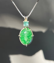 Load image into Gallery viewer, One of a kind - Rare XL Tsavorite Garnet necklace with Indicolite Blue Tourmaline