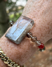 Load image into Gallery viewer, Hovave Art - Natural Water Clear Citrine, Carnelian and Amphibole Angel Phantom Quartz bracelet with channeled Sacred Masculine & Divine Feminine Symbols