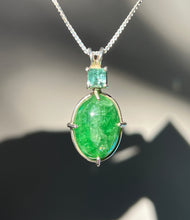 Load image into Gallery viewer, One of a kind - Rare XL Tsavorite Garnet necklace with Indicolite Blue Tourmaline