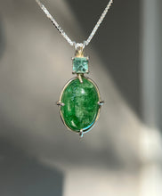 Load image into Gallery viewer, One of a kind - Rare XL Tsavorite Garnet necklace with Indicolite Blue Tourmaline
