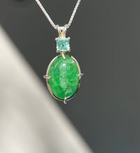 Load image into Gallery viewer, One of a kind - Rare XL Tsavorite Garnet necklace with Indicolite Blue Tourmaline