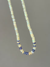 Load image into Gallery viewer, Sparkling Golden Ethiopian Opal & Tanzanite necklace