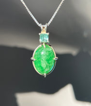 Load image into Gallery viewer, One of a kind - Rare XL Tsavorite Garnet necklace with Indicolite Blue Tourmaline