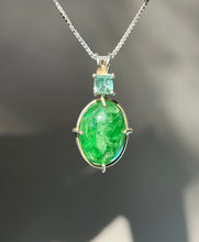 Load image into Gallery viewer, One of a kind - Rare XL Tsavorite Garnet necklace with Indicolite Blue Tourmaline