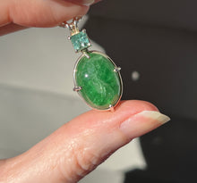 Load image into Gallery viewer, One of a kind - Rare XL Tsavorite Garnet necklace with Indicolite Blue Tourmaline