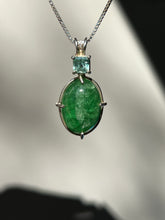 Load image into Gallery viewer, One of a kind - Rare XL Tsavorite Garnet necklace with Indicolite Blue Tourmaline