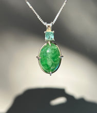 Load image into Gallery viewer, One of a kind - Rare XL Tsavorite Garnet necklace with Indicolite Blue Tourmaline