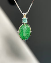 Load image into Gallery viewer, One of a kind - Rare XL Tsavorite Garnet necklace with Indicolite Blue Tourmaline