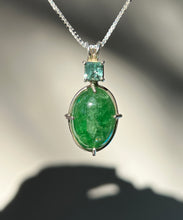 Load image into Gallery viewer, One of a kind - Rare XL Tsavorite Garnet necklace with Indicolite Blue Tourmaline