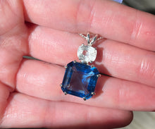 Load image into Gallery viewer, Natural Tibetan Blue Obsidian Earth Heart necklace with XL Phenacite