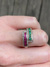 Load image into Gallery viewer, Exceptional 14k yellow gold natural Ruby, Emerald and Diamond