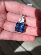 Load image into Gallery viewer, Natural Tibetan Blue Obsidian Earth Heart necklace with XL Phenacite