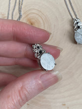 Load image into Gallery viewer, Etched Meteorite slice necklaces with black Spinel