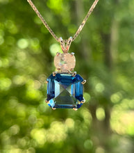 Load image into Gallery viewer, Natural Tibetan Blue Obsidian Earth Heart necklace with XL Phenacite