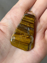 Load image into Gallery viewer, Hovave Art - South African Tiger Eye and Ethiopian Opal necklace with Sacred Masculine & Divine Feminine Symbols