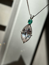 Load image into Gallery viewer, “Lit From Within” Danburite Infinite Eye necklace with Glowing Emerald