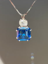 Load image into Gallery viewer, Natural Tibetan Blue Obsidian Earth Heart necklace with XL Phenacite