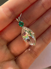 Load image into Gallery viewer, “Lit From Within” Danburite Infinite Eye necklace with Glowing Emerald