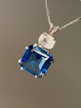 Load image into Gallery viewer, Natural Tibetan Blue Obsidian Earth Heart necklace with XL Phenacite