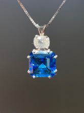 Load image into Gallery viewer, Natural Tibetan Blue Obsidian Earth Heart necklace with XL Phenacite