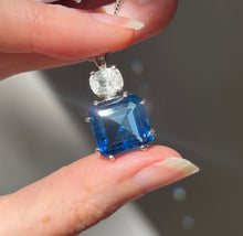 Load image into Gallery viewer, Natural Tibetan Blue Obsidian Earth Heart necklace with XL Phenacite