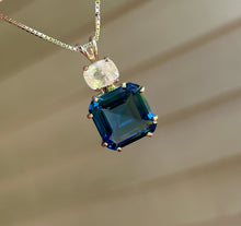 Load image into Gallery viewer, Natural Tibetan Blue Obsidian Earth Heart necklace with XL Phenacite
