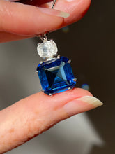 Load image into Gallery viewer, Natural Tibetan Blue Obsidian Earth Heart necklace with XL Phenacite