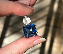 Load image into Gallery viewer, Natural Tibetan Blue Obsidian Earth Heart necklace with XL Phenacite