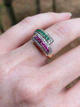 Load image into Gallery viewer, Exceptional 14k yellow gold natural Ruby, Emerald and Diamond