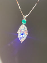 Load image into Gallery viewer, “Lit From Within” Danburite Infinite Eye necklace with Glowing Emerald