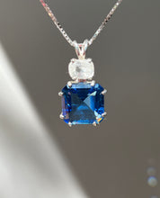 Load image into Gallery viewer, Natural Tibetan Blue Obsidian Earth Heart necklace with XL Phenacite