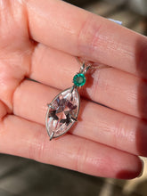 Load image into Gallery viewer, “Lit From Within” Danburite Infinite Eye necklace with Glowing Emerald