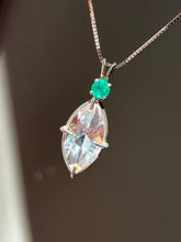 Load image into Gallery viewer, “Lit From Within” Danburite Infinite Eye necklace with Glowing Emerald