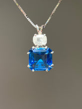 Load image into Gallery viewer, Natural Tibetan Blue Obsidian Earth Heart necklace with XL Phenacite