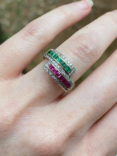 Load image into Gallery viewer, Exceptional 14k yellow gold natural Ruby, Emerald and Diamond