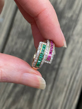 Load image into Gallery viewer, Exceptional 14k yellow gold natural Ruby, Emerald and Diamond