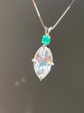 Load image into Gallery viewer, “Lit From Within” Danburite Infinite Eye necklace with Glowing Emerald