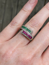 Load image into Gallery viewer, Exceptional 14k yellow gold natural Ruby, Emerald and Diamond