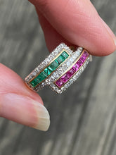 Load image into Gallery viewer, Exceptional 14k yellow gold natural Ruby, Emerald and Diamond