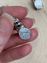 Load image into Gallery viewer, Etched Meteorite slice necklaces with black Spinel