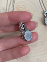 Load image into Gallery viewer, Etched Meteorite slice necklaces with black Spinel