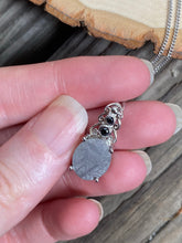 Load image into Gallery viewer, Etched Meteorite slice necklaces with black Spinel