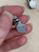 Load image into Gallery viewer, Etched Meteorite slice necklaces with black Spinel