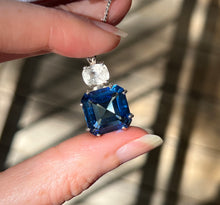Load image into Gallery viewer, Natural Tibetan Blue Obsidian Earth Heart necklace with XL Phenacite