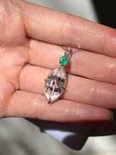 Load image into Gallery viewer, “Lit From Within” Danburite Infinite Eye necklace with Glowing Emerald