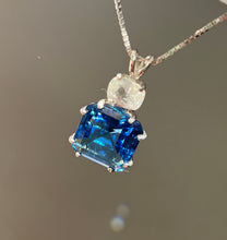 Load image into Gallery viewer, Natural Tibetan Blue Obsidian Earth Heart necklace with XL Phenacite